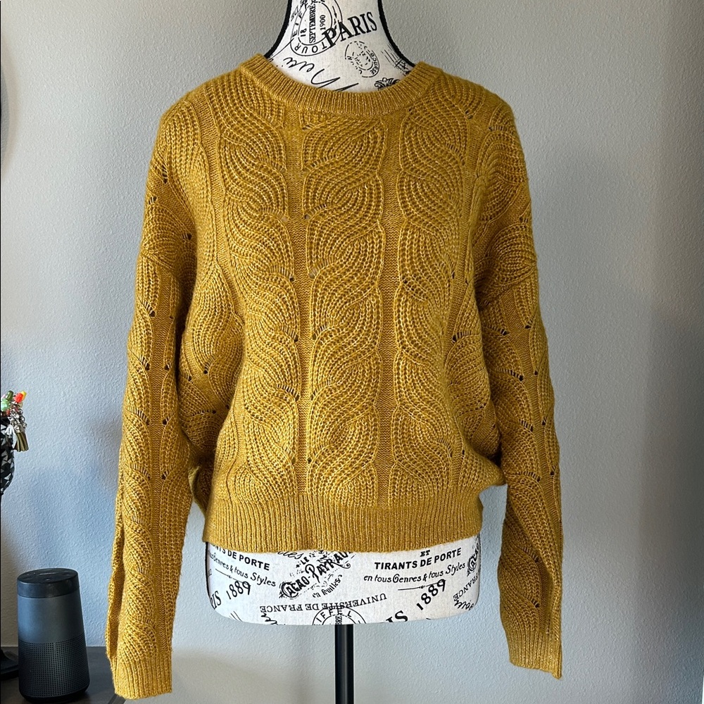 Cozy Mustard Cable Knit Sweater by Vera Moda